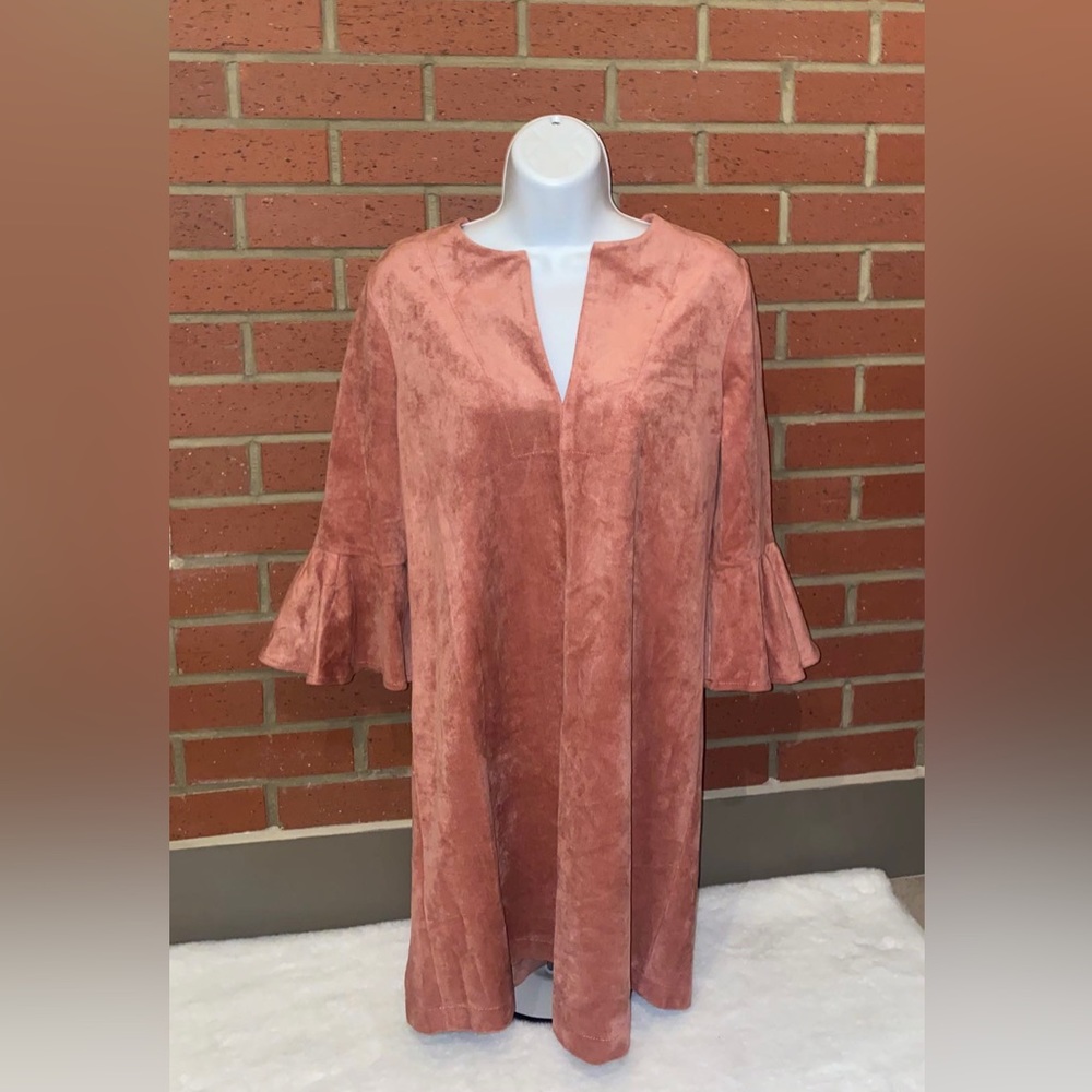 BCBGMaxAzria Salmon Pink Flounce Arm Mini Dress Boho